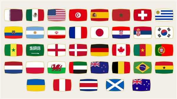 مجموعه ای از پرچم های آیکون پرچم تیم ملی فوتبال