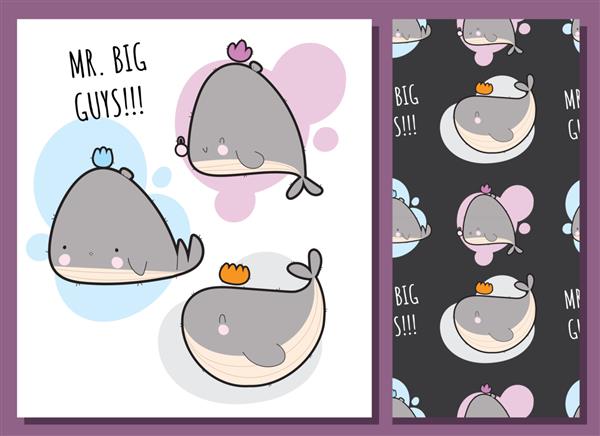 تصویر تخت بچه نهنگ ناز برای بچه ها و مجموعه الگو