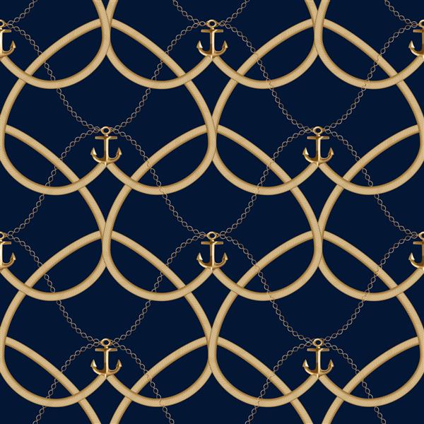 الگوی بدون درز با زنجیر طلایی شبکه طناب لنگر