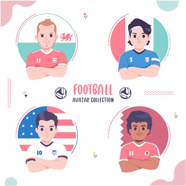 مجموعه طراحی نمادین آواتار بازیکنان فوتبال