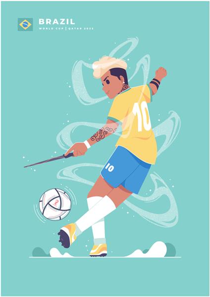 طراحی پوستر نمادین بازیکن فوتبال برزیلی سری جام جهانی