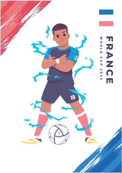 طراحی پوستر نمادین بازیکن فوتبال فرانسه سری جام جهانی
