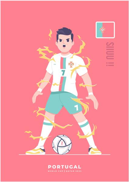 طراحی پوستر فوتبالیست افسانه ای پرتغال سری جام جهانی