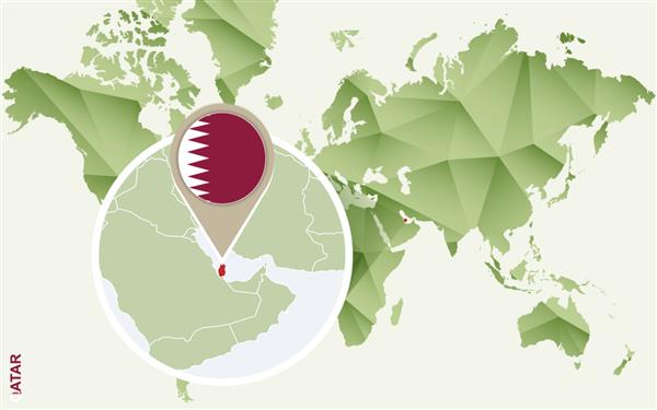 اینفوگرافیک برای قطر نقشه دقیق قطر با پرچم