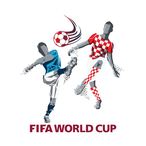 نقاشی تخت جام جهانی 2022 فیفا از ضربه زدن یک بازیکن فوتبال به وکتور توپ فوتبال
