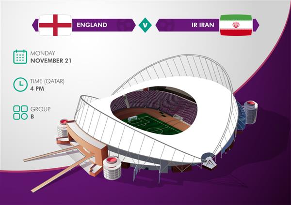 ساختمان های وکتور استادیوم های بین المللی فوتبال خلیفه با برنامه بازی های انگلیس و ایران