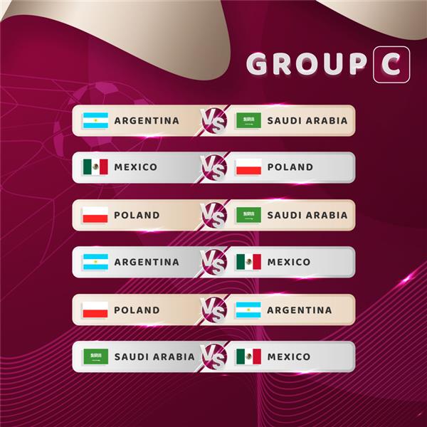 پرچم های گروه ج قطر 2022 جام جهانی فوتبال و بازی های گروهی روزهای بازی