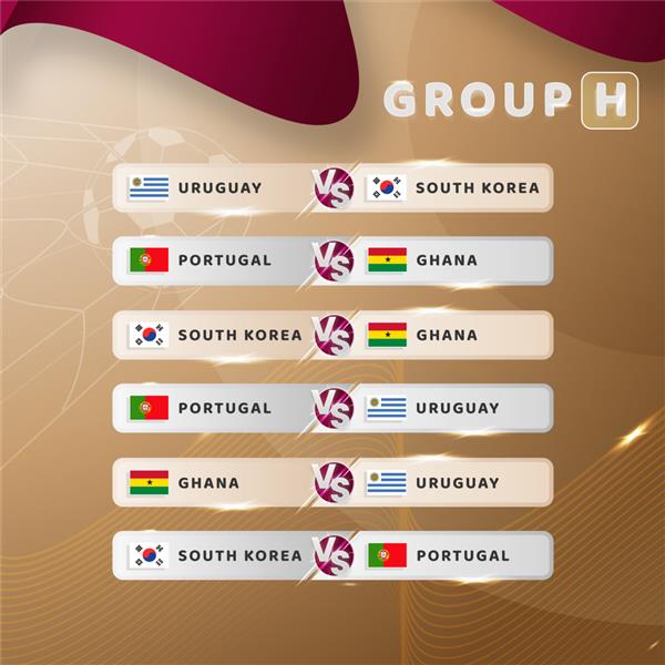 پرچم های گروه h قطر 2022 جام جهانی فوتبال و بازی های گروهی روزهای بازی