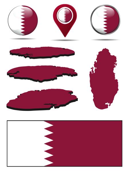 مجموعه ای از نمادهای پرچم ملی قطر در طرح های مختلف تصویر وکتور واقعی