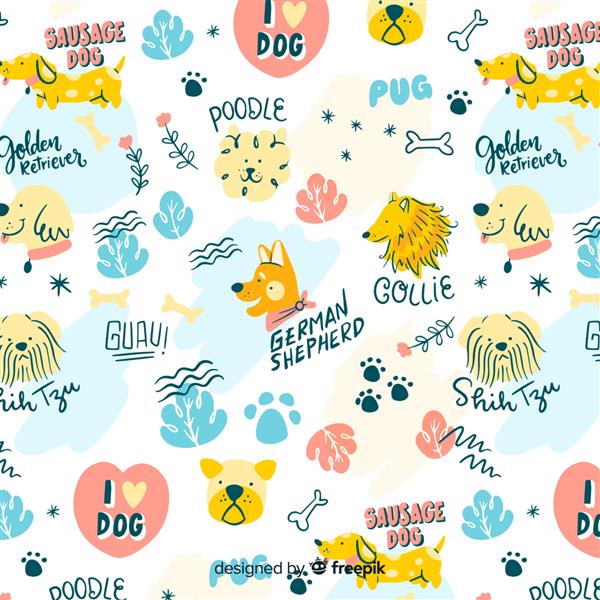 سگ های ابله رنگارنگ و الگوی کلمات