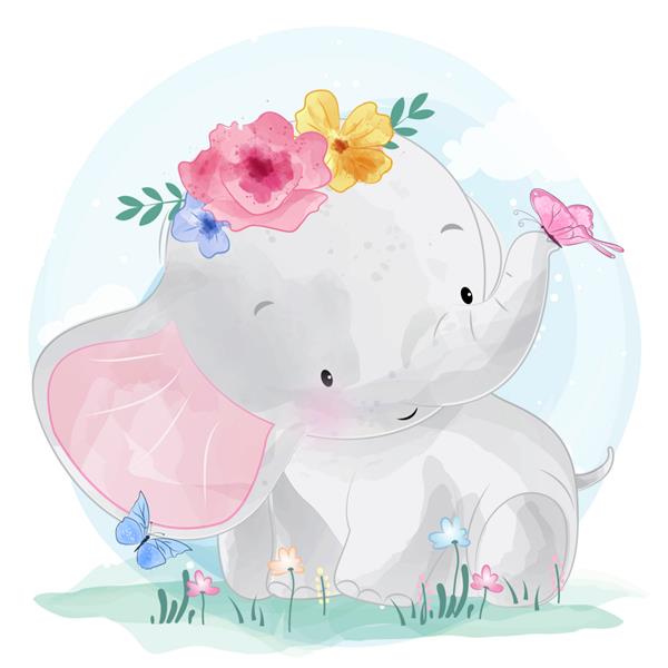 فیل ناز با گل