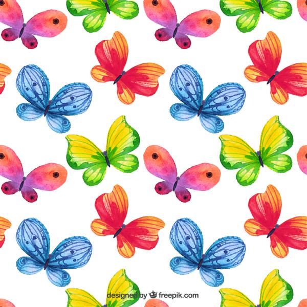 الگوی پروانه های نقاشی شده با دست