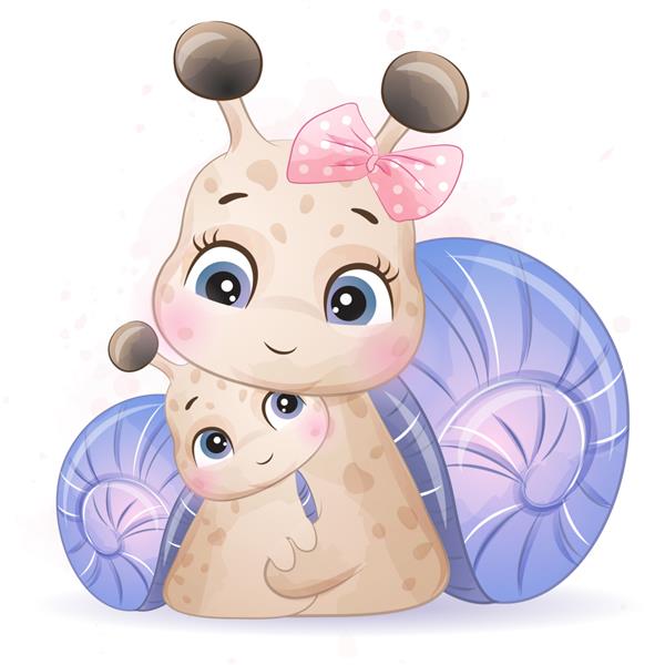 مامان و بچه حلزون کوچولوی ناز