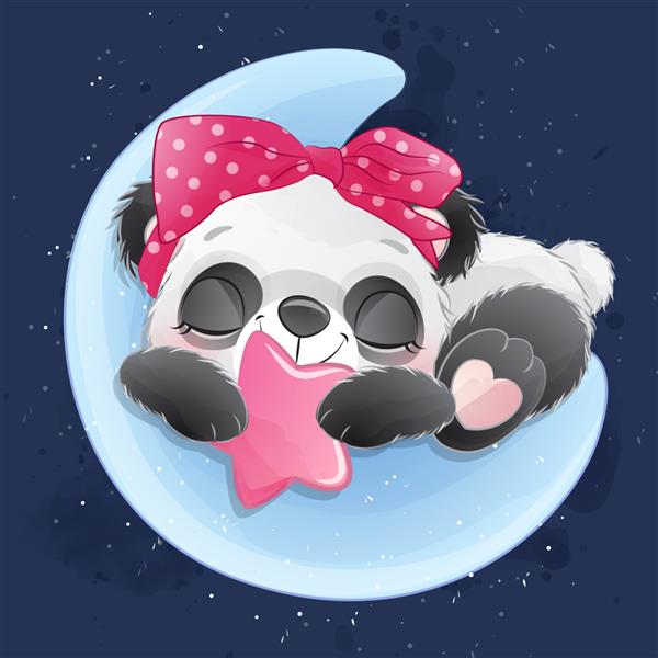 پاندای کوچولوی ناز که در ماه می خوابد