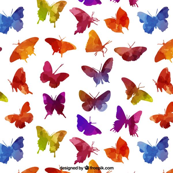 الگوی پروانه های رنگارنگ آبرنگ