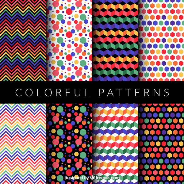 مجموعه ای از الگوهای رنگارنگ و مدرن