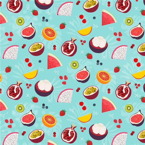 الگوی میوه های مختلف رنگارنگ