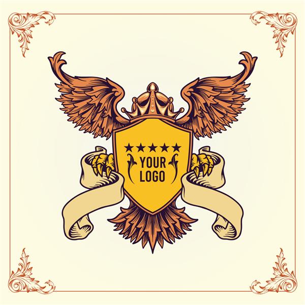 لوگوی نشان سلطنتی وکتور سپر تاج های بالدار