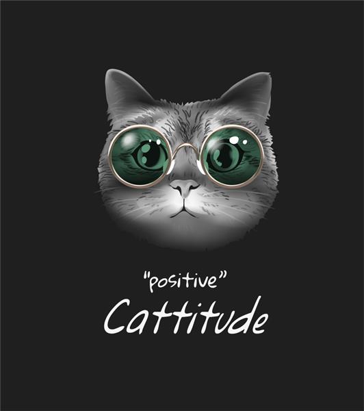 شعار مثبت با گربه سبوس دار در تصویر عینک آفتابی سبز