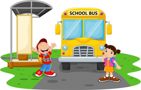 بچه های شاد و اتوبوس مدرسه