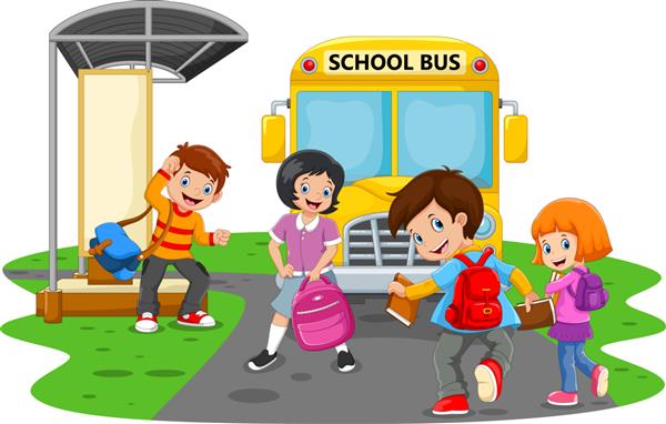 بچه های شاد و اتوبوس مدرسه