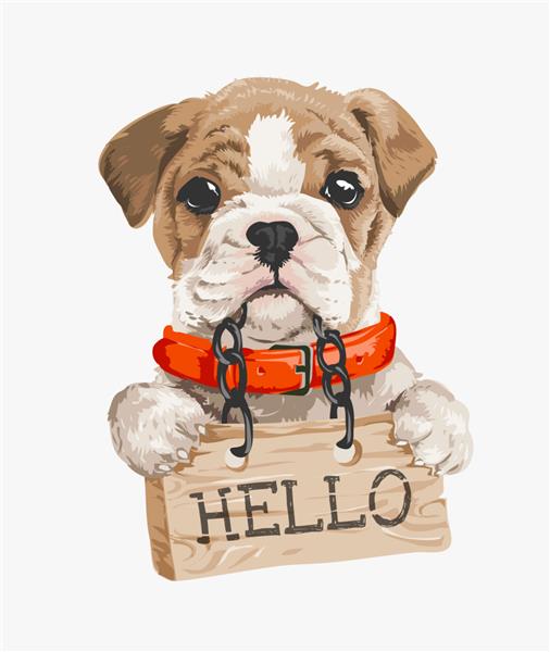 توله سگ کوچک با تصویر علامت چوب سلام