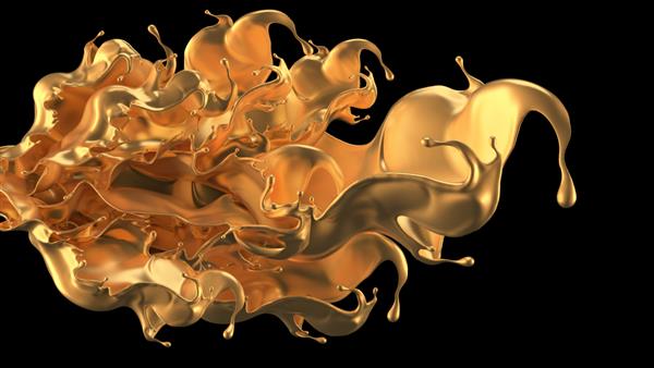 اسپلش مجلل عرفانی با سایه های مروارید درخشان طلایی تصویر سه بعدی رندر سه بعدی