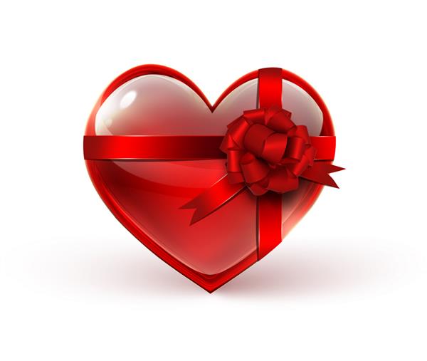 قلب قرمز با پاپیون هدیه در زمینه سفید