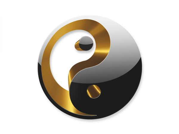نماد یین یانگ طلایی و مشکی