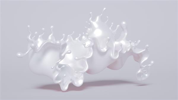 پاشیدن مایع روشن در زمینه سفید تصویر سه بعدی رندر سه بعدی