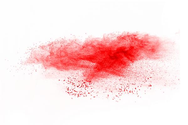 انفجار پودر رنگ قرمز در پس زمینه سفید