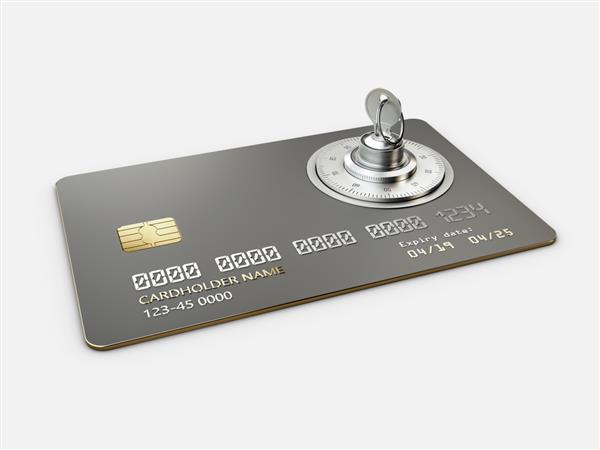 حفاظت از کارت اعتباری مسیر برش شامل رندر سه بعدی
