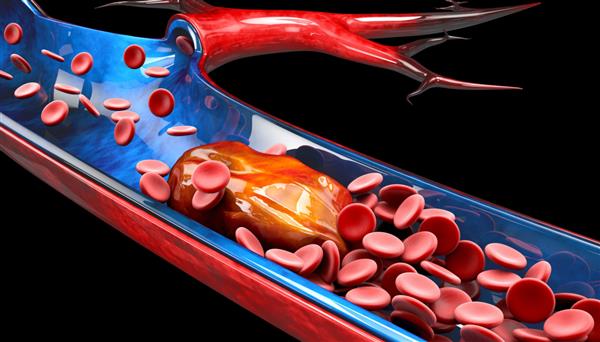 تصویر سه بعدی از ترومبوز ورید عمقی یا لخته شدن خون آمبولی