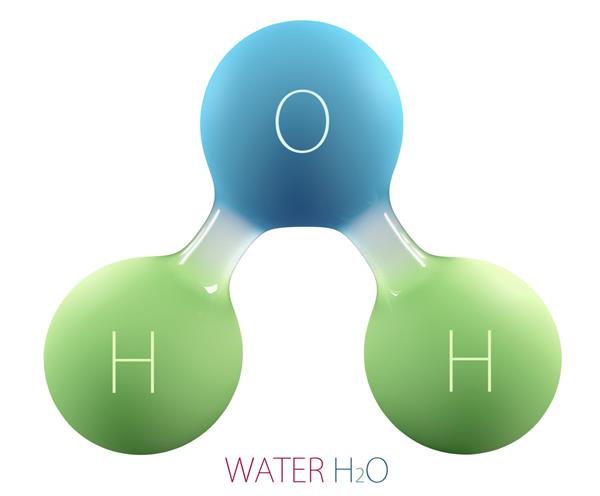 تصویر سه بعدی فرمول شیمیایی علامت آب h2o