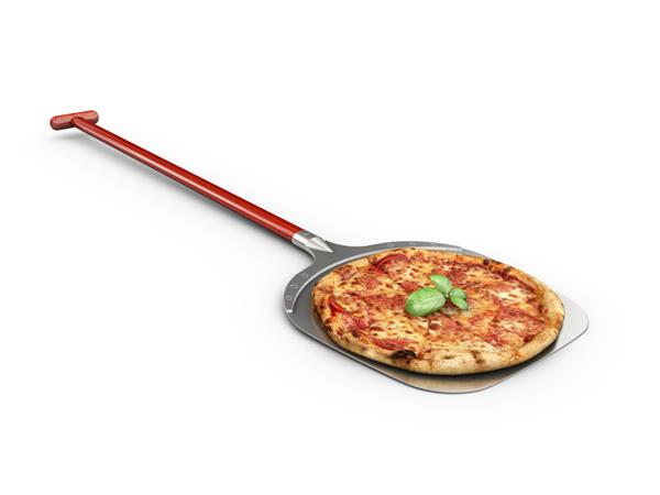 تصویر سه بعدی از تکه پیتزا داغ با پنیر در حال ذوب سفید جدا شده