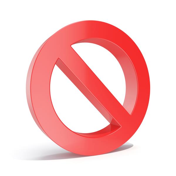 تصویر سه بعدی قرمز خالی ممنوع محدود یا ممنوع علامت حد جدا شده در پس زمینه سفید