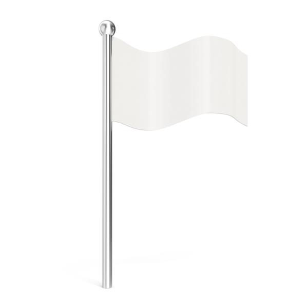 تصویر سه بعدی پرچم سفید خالی جدا شده در پس زمینه سفید