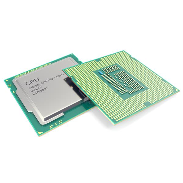 CPU پردازنده های مرکزی کامپیوتر مرکزی مدرن جدا شده در تصویر سه بعدی پس زمینه سفید