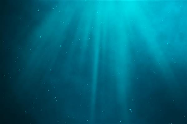 اقیانوس دریایی زیر آب با پرتوهای نور تصویر سه بعدی