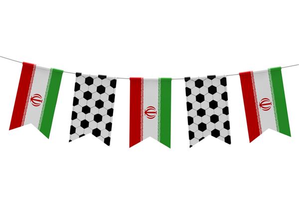 رندر سه بعدی پرچم ایران و بافت توپ فوتبال پرچم فوتبال باندینگ