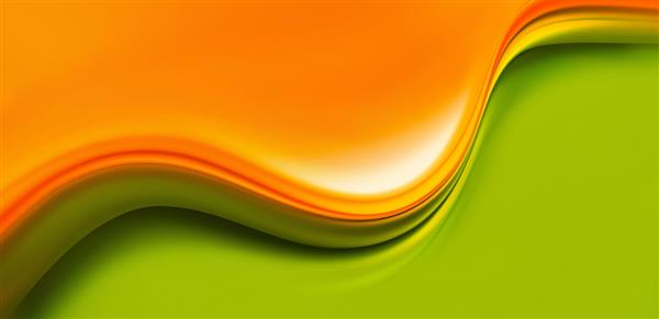 پس زمینه d انتزاعی با موج سبز روشن و نارنجی