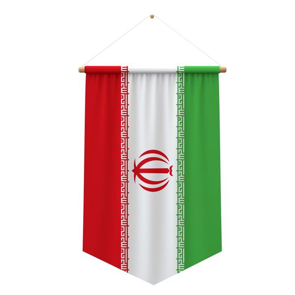 رندر سه بعدی بنر آویزان پارچه پرچم ایران