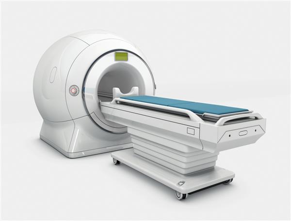 رندر سه بعدی تصویربرداری توموگرافی رزونانس مغناطیسی MRI مسیر برش دستگاه اسکن گنجانده شده است