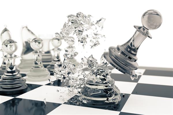 بازی های شطرنج پیروزی موفقیت در رقابت رهبری در تجارت پیاده های شفاف