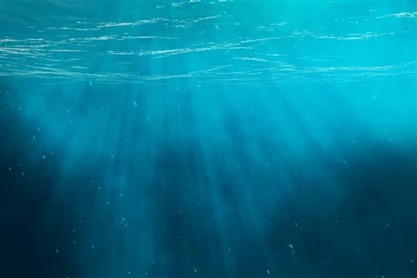 دریای زیر آب اقیانوس با پرتوهای نور