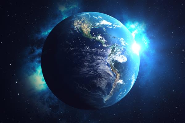 شبکه رندر سه بعدی و تبادل داده بر روی سیاره زمین در فضا خطوط اتصال در سراسر کره زمین طلوع آبی اتصال بین المللی جهانی عناصر این تصویر ارائه شده توسط ناسا