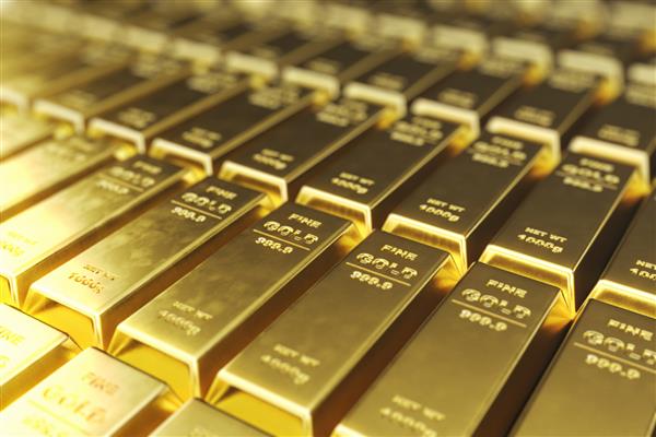 شمش های طلا از نمای نزدیک وزن شمش های طلا 1000 گرم مفهوم ثروت و ذخیره مفهوم موفقیت در تجارت و امور مالی رندر سه بعدی