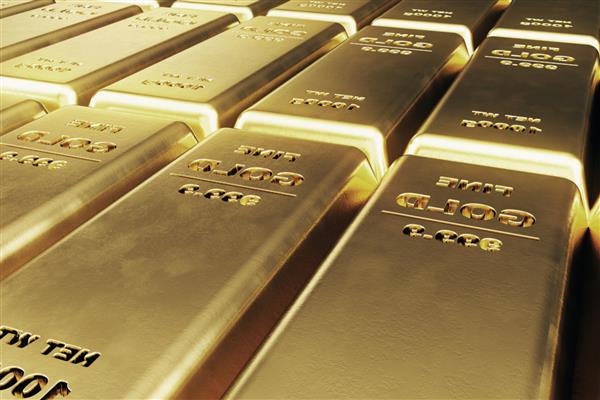 شمش طلا براق وزن شمش طلا 1000 گرم مفهوم ثروت و ذخیره مفهوم موفقیت در تجارت و امور مالی تصویر سه بعدی