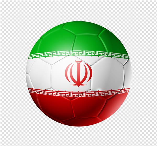 توپ سه بعدی فوتبال با پرچم تیم ایران