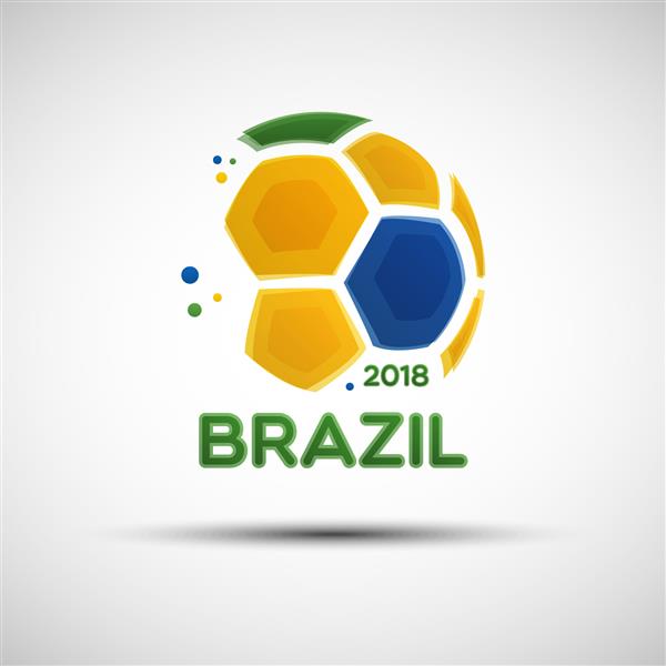 بنر قهرمانی فوتبال پرچم برزیل تصویر وکتور از توپ فوتبال انتزاعی با رنگ پرچم ملی برزیل برای طراحی شما